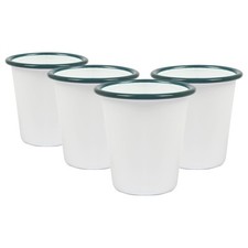 3x 300ml White Enamel Tumblers