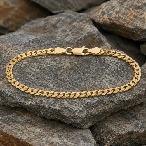18ct gold mens very flat - gold, curb