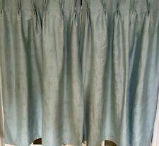 VINTAGE BESPOKE LAURA ASHLEY 100% SILK CATHCART DUCK EGG INTERLINED CURTAINS