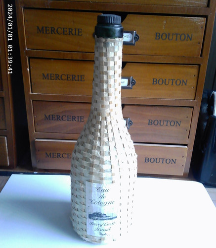 Vintage wicker wrapped glass - vintage,