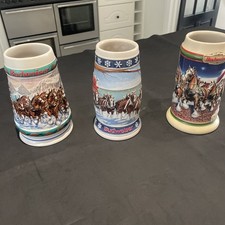 Budweiser Holiday 1993 1995 1998 3D Vintage Beer Steins Unboxed