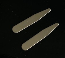 1 pair (2) of 56mm / 2.1" inch shirt collar stays stiffeners new silver metal