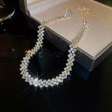 Choker Necklace Crystal 3 Row