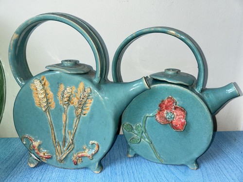 Handcrafted teapot green glaze - teapot,