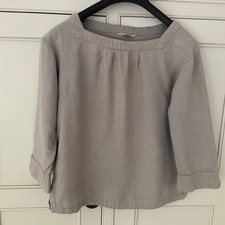 VGC Gorgeous TOAST Square Neck Grey Boxy Blouse ~ Size 12