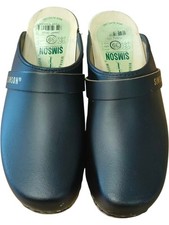 SIMSON Orthopaedic Clogs Black Leather Wooden Sole Size UK 6 PPWH