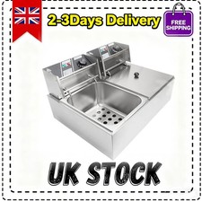 12L Commercial Electric Deep Fryer Fat Chip Twin Dual Tank Stainless Steel 2500W