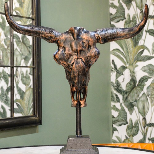 Cast aluminium bison skull - cast,