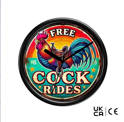 Funny wall clock - cock, rides
