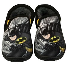 Batman Slippers Kids Boys UK Shoe Sizes 1 2 8 9 10 11 12 13 Slip On Shoes Grey