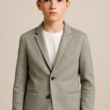 ZARA Boys Gray Knit Blazer Jacket – Size 13-14 (CM 164) festive preppy stylish