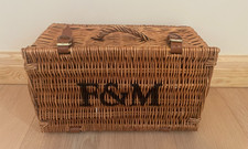 Fortnum and Mason F&M Genuine Wicker Hamper Basket with Handle and Straps Used