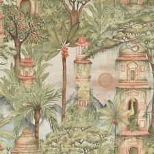 Voyage Eden Ruins Green Fabric