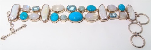 Sterling silver gem bracelet - silver,