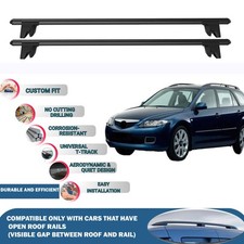 Roof Bars Cross Bars for Mazda 6 Gg1 Estate 2002-2007  Lockable 2X Black