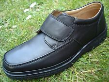 Clarks Black Leather RIPTAPE FASTENING Shoe Men EXTRA-WIDE UK-9.5 H  EU-44 W