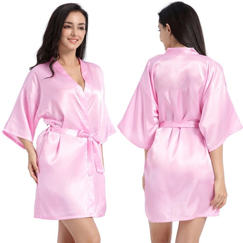 Plain satin silk robe - silk,