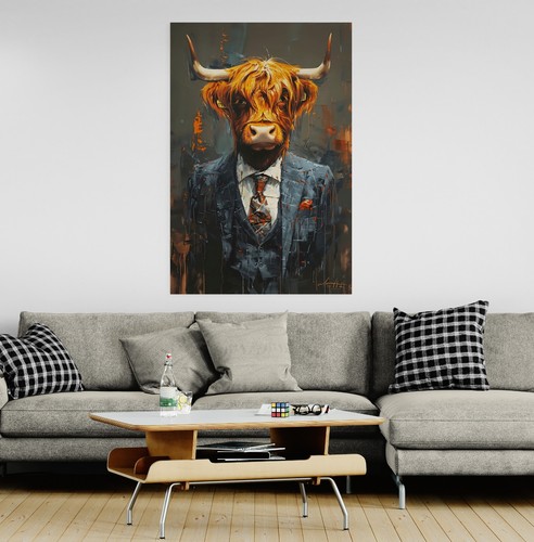 Highland cow suit canvas - in,