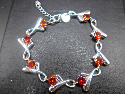 Silver bracelet ruby red - silver,