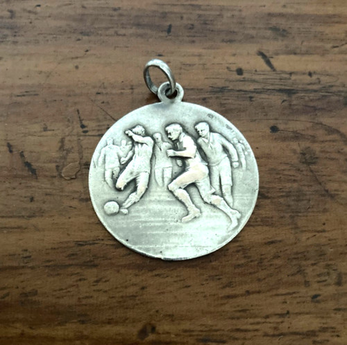 Antique silver football fob - silver,