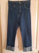 Repro 1950s Style Stop Staring Blue Denim Capri Jeans Sz 12 Rockabilly