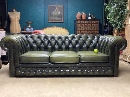 Fine vintage green leather - green,