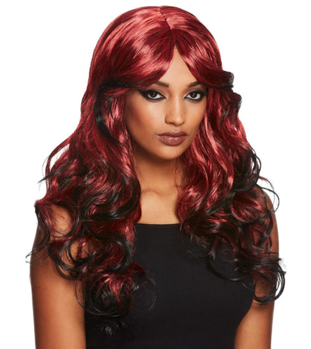 Black red wig - black,
