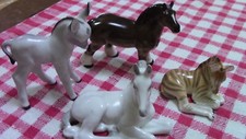 russian porcelain lomonosov animals Donkey Zebra Horse x2 USSR