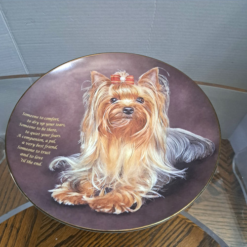 Decorative plate with yorkie - with,