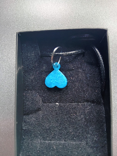 Blue heart charm pendant - , cord
