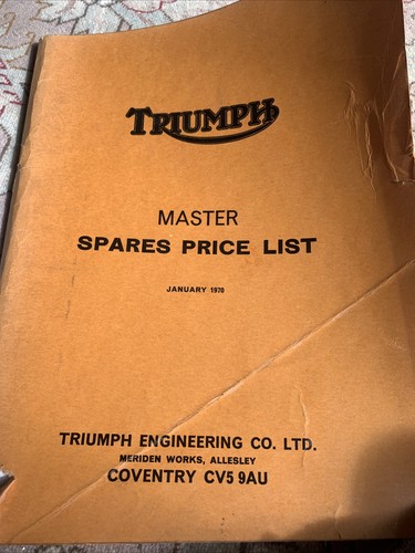Triumph master spares price - spares,