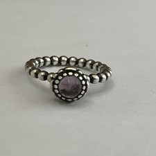 Pandora Sterling Silver S925 ALE Amethyst stone Ring In Used Conditions Size 48