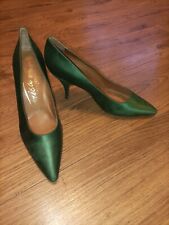 Ladies Vintage 1960s Emerald Green High Heel Shoes Torrisa Juvenile Italy 38 (7