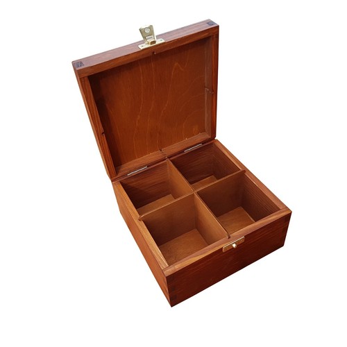 Wooden tea box with - , four