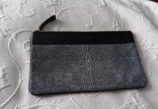 Osprey London Designer Black And Silver/White Pouch Clutch Make-up bag 