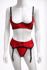 Ladies Red Satin 3-Piece