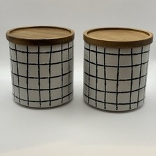 Habitat Grid Ceramic Canister White x2