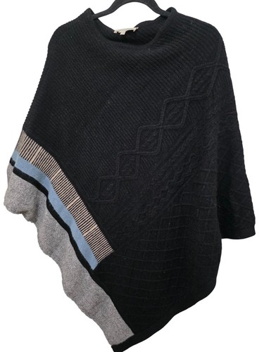 Black asymmetrical knit - black, poncho