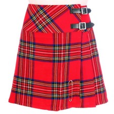 Scottish Ladies Mini Royal Stewart Tartan Kilt/Women Skirt 16'' long + Kilt pin