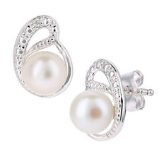 9ct White Gold Pearl and