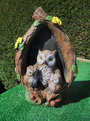 Little owl family concrete - owl,