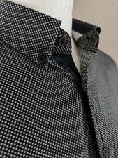 Jeff Banks London Men's Black Polka Dot Geometric Long Sleeve Shirt Size Large