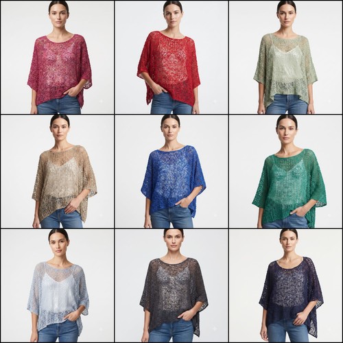 Womens boho knit poncho - womens,