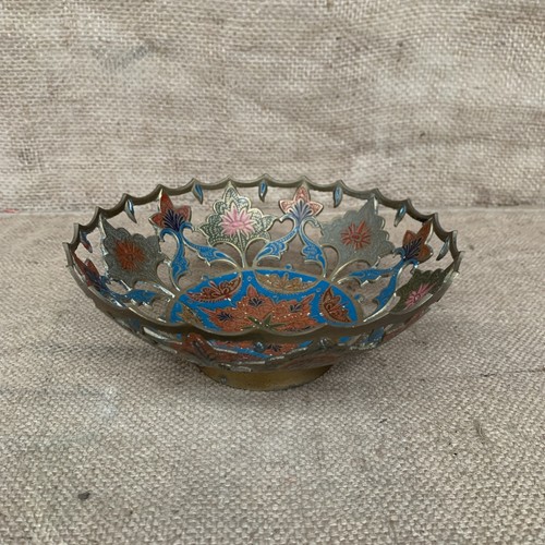 Enamel brass cut out bowl - cut,
