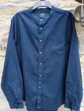 Men's Long Sleeve Navy Blue Grandad Collar Shirt XXL by Burton.