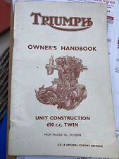 Triumph Motorcycles  Construction 650 cc Twin-Owners Handbook Uk & Export Ed