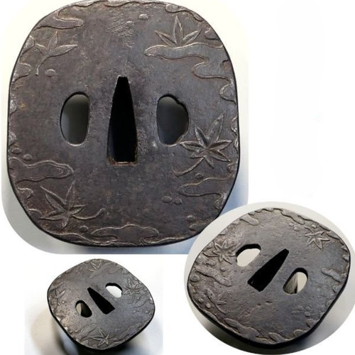 Tsuba flowing water autumn - tsuba,