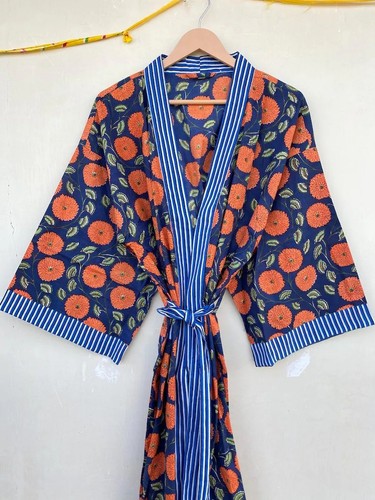 Cotton floral kimono robes - cotton,