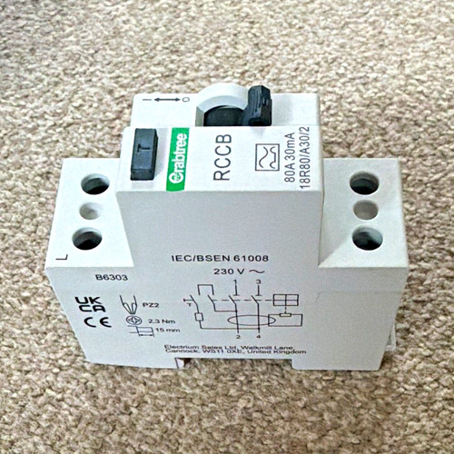 Crabtree rccb rcd type - type, a