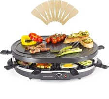 Andrew James 8-Person Raclette Grill 1200W Adjustable Thermostat Non-Stick